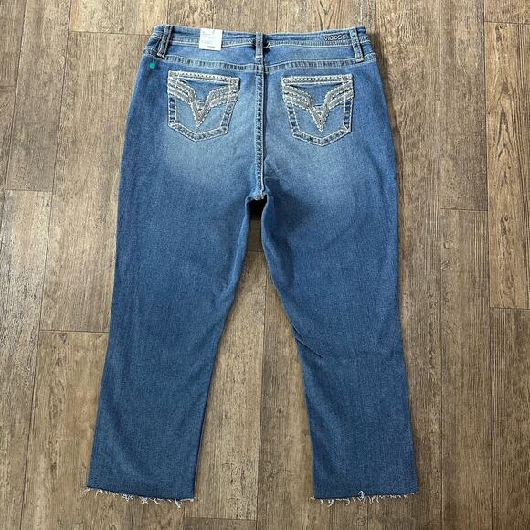 Vigoss HERITAGE FIT Sz 22 High Rise Raw Hem Crop Straight Jeans Denim Pant 38x26 - Picture 2 of 11